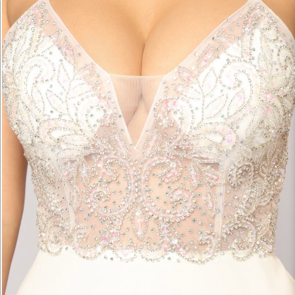 Evening embroidery Milan dress off-white